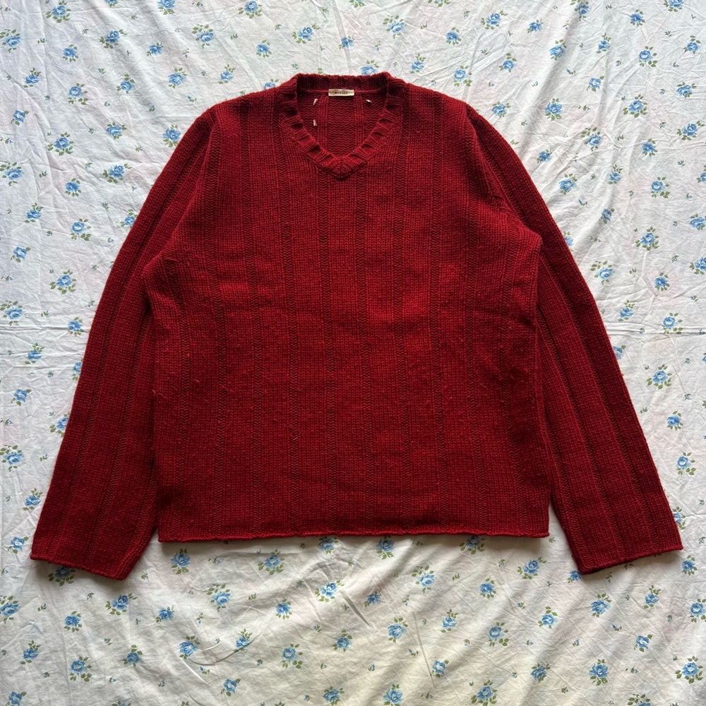 Red Abercrombie and Fitch Muscle Sweater